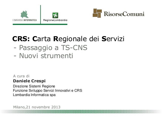 2013 11 21 Risorse Comuni Dalla Crs Alla Ts Cns