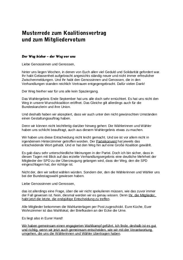 Eine Rede Schreiben Deutsch Klasse 10 Beispiel Musterrede SPD