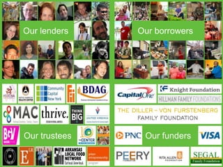 Our lenders

Our trustees

Our borrowers

Our funders

 