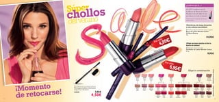 22527
Pink
Passion
22527
PinkPassion
22528
Pink
Mayﬂower
22529
Cranberry
Blush
22526
Blossom
Petal
22534
Warm
Peach
22534WarmPeach
22536
Coral
Wave
22532
Pink
Lady
22537
Red
Copper
22530
Clover
Haze
22540
Red
Devotion
22541
Daring
Red
22541 Daring Red
22542
Irresistible
Red
22538
Garnet
Attraction
22545
Beige
Wonder
22546
Summer
Tan
22549
Maiden
Fawn
22543
Total
Nude
22550
Chestnut
Glory
22552
Violet
Fairy
22553
Purple
Haze
24038
Real
Red
24038
Real Red
24033
Nude
Beige
24034
Nude
Pink
24035
Perfect
Pink
24036
Vibrant
Pink
24036VibrantPink
24037
Hot
Coral
24039
Dark
Plum
24040
Cream
Chestnut


1514
 Oriﬂame Beauty Wonder Colour Lipstick
Barra de Labios Wonder Colour
Oriﬂame Beauty
4 g.
11,95€
 Wonder Colour Lip Liner
Perﬁlador de Labios Wonder Colour
0.3 g.
9,95€
 Professional Concealer/Lip Brush
Pincel para Labios y Corrector
Largo 17 cm. Accesorio.
24144 7,95€
4,50€
BARRADELABIOSPERFILADORDELABIOS
Por sólo
Por sólo
¡Momento
de retocarse!
¡Nutritivas, de larga duración
y con colores increíbles!
¡Elige un tono similar al de la
barra de labios!
6,95€
4,95€
Elige tu combinación
Súper
chollos
delverano
¡Nutritivas, de larga duración
y con colores increíbles!
¡En 2012 vendimos más de
4 millones de Barras de Labios
Wonder Colour!* ¡Más de una
por cliente en todo el mundo!
*Datos basados en resultados del 2012 en
Oriﬂame Global
¿SABÍAS QUE...?
 