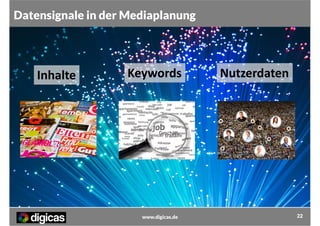 Datensignale in der Mediaplanung

Inhalte

Keywords

www.digicas.de

Nutzerdaten

22

 