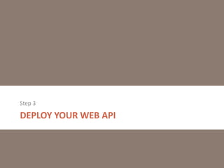 Step 3

DEPLOY YOUR WEB API

 