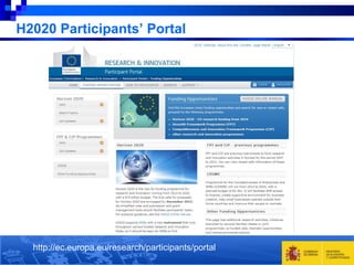 H2020 Participants’ Portal

(http://ec.europa.eu/research/participants/portal

 