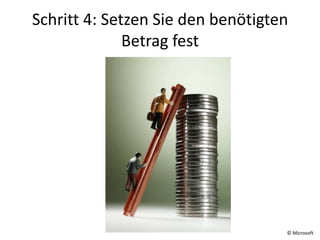 Schritt 4: Setzen Sie den benötigten
Betrag fest

© Microsoft

 