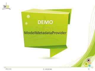 DEMO
ModelMetadataProvider

2013-12-16

3T – ASP.NET MVC

24

 