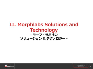 II. Morphlabs Solutions and
Technology
- モーフ・ラボ社の
ソリューション & テクノロジー -

Confidential &
Proprietary

5

 