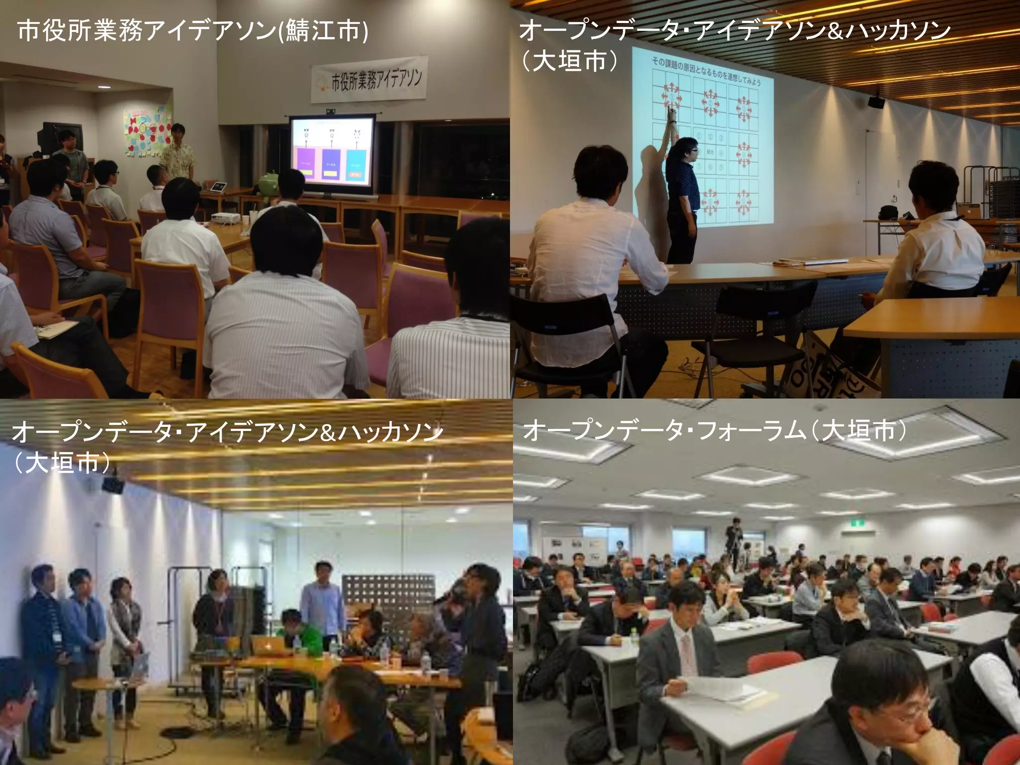 2013/12/14 Copyright ©2013 Jun SUTO All Rights Reserved. 3 
市役所業務アイデアソン(鯖江市) 
オープンデータ・アイデアソン&ハッカソン 
（大垣市） 
オープンデータ・フォーラム（大垣市） 
オープンデータ・アイデアソン&ハッカソン 
（大垣市）  