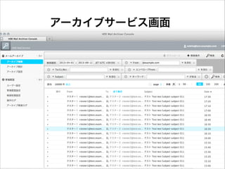アーカイブサービス画面

 
