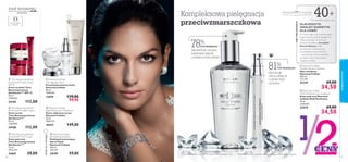 







pielęgnacjatwarzy
6968
 Diamond Cellular
Night Restorative Treatment
Krem odżywczy na noc
Diamond Cellular
30 ml
4966,67/l
18437 149,00
 Diamond Cellular
Illuminating Exfoliator
Peeling przywracający
skórze blask
Diamond Cellular
150 ml
393,33/l
24199 59,00
Kompleksowa pielęgnacja
przeciwzmarszczkowa
 Time Reversing Intense
SkinGenistII
™ Day Cream
SPF 15
Krem na dzień Time
Reversing Intense
SkinGenistII
™ SPF 15
50 ml
2240,00/l
24185 112,00
 Time Reversing Intense
SkinGenistII
™ Night Cream
Krem na noc
Time Reversing Intense
SkinGenistII
™
50 ml
2240,00/l
24188 112,00
 Time Reversing Intense
SkinGenistII
™ Eye Cream
Krem pod oczy
Time Reversing Intense
SkinGenistII
™
15 ml
3933,33/l
24667 59,00
55+
Do cery bardzo
dojrzałej
OstatnirazwKatalogu!
1)
Testy konsumenckie z udziałem 93 kobiet z różnymi rodzajami cery
 Diamond Cellular
Anti-Ageing Cream
Przeciwstarzeniowy krem
Diamond Cellular
50 ml
1998,00/l
13659 139,00
99,90
78%
DELIKATNIE USUWA
NADMIAR SEBUM
I ZANIECZYSZCZENIA
81%
REDUKUJE
OPUCHNIĘCIA
I CIENIE POD
OCZAMI
POTWIERDZA1)
POTWIERDZA2)
2)
Testy konsumenckie z udziałem 93 kobiet stosujących krem przez 4 tygodnie
W miarę upływu lat komórki skóry
regenerują się wolniej. Spadek ich
liczby powoduje, że skóra się
starzeje.Wyjątkowy kompleks
Eternal Beauty działa
na poziomie molekularnym,
by przedłużyć życie komórek
– spowalniając proces starzenia
się, dzięki czemuTwoja skóra
wygląda młodziej.
DLACZEGOTO
IDEALNY KOSMETYK
DLA CIEBIE?
Do wszystkich typów cery
ABCPIELĘGNACJI
40+
 Diamond Cellular
Micellar Solution Cleanser
Płyn micelarny
Diamond Cellular
200 ml
172,50/l
21339 69,00
34,50 Diamond Cellular
Multi-Perfection Eye Treatment
Krem pod oczy Diamond
Cellular Multi Perfection
15 ml
2300,00/l
22419 69,00
34,50
21/CENY
 