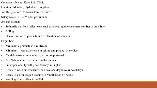 jd for customer care executive
