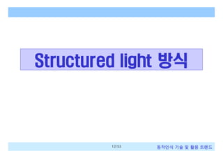 Structured light 방식

12/53

동작인식 기술 및 활용 트렌드

 