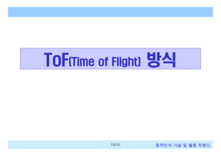 ToF(Time of Flight) 방식

19/53

동작인식 기술 및 활용 트렌드

 