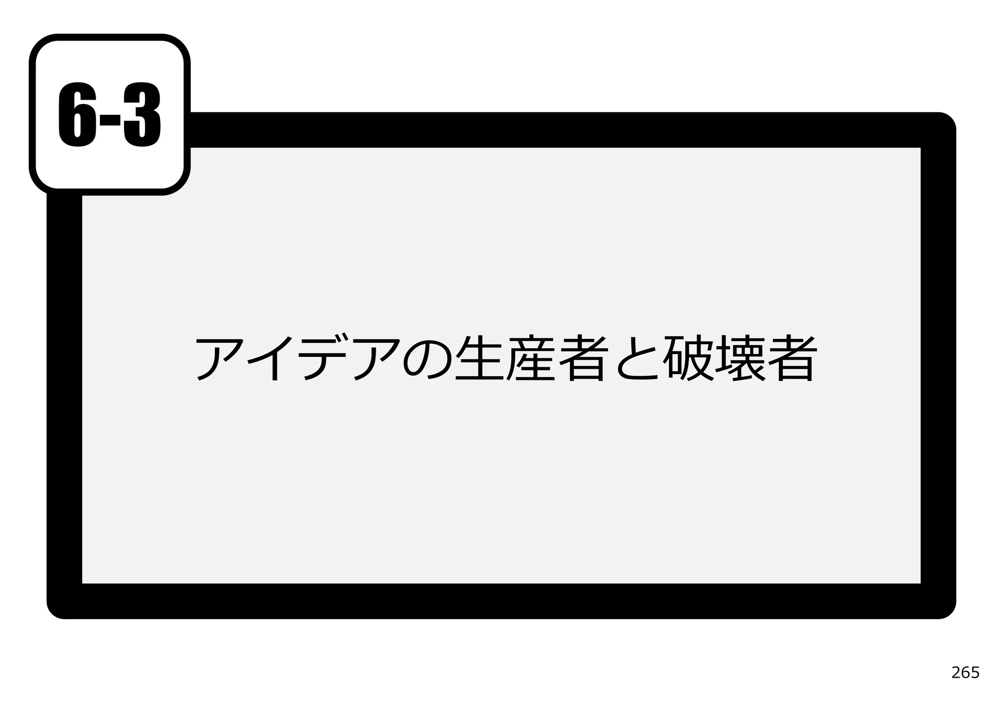 6-3

      アイデアの⽣産者と破壊者




                     265
 