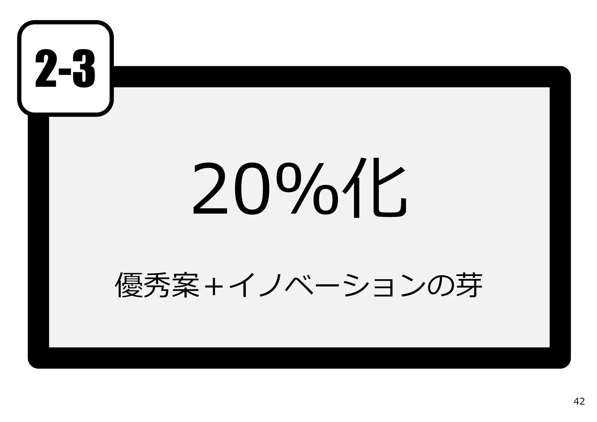 2-3

        20％化
      優秀案＋イノベーションの芽


                      42
 