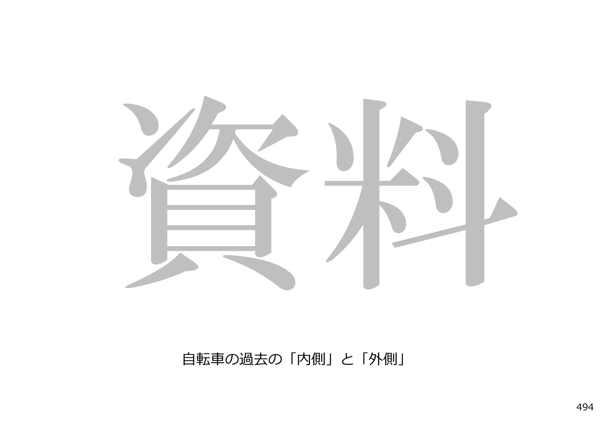 ⾃転⾞の過去の「内側」と「外側」


                   494
 