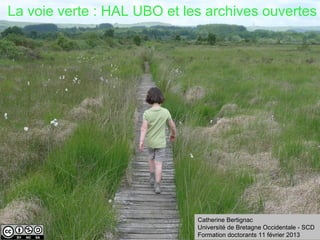  La voie verte : HAL UBO et les archives ouvertes 
HAL UBO




                              Catherine Bertignac 
                              Université de Bretagne Occidentale - SCD
                              Formation doctorants 11 février 2013
 