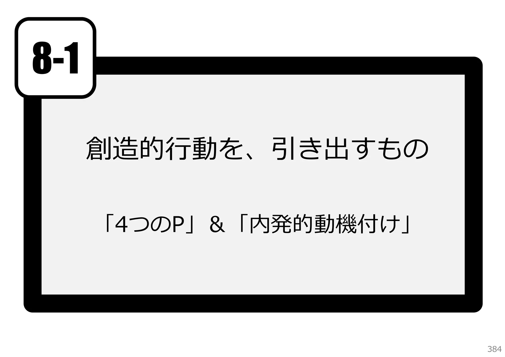 8-1
創造的⾏動を、引き出すもの
「4つのP」＆「内発的動機付け」

384

 