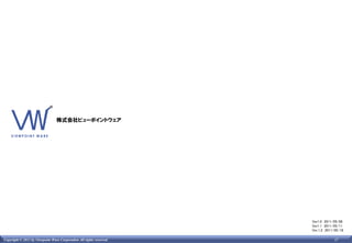 株式会社ビューポイントウェア




                                                                      Ver1.0 2011/05/08
                                                                      Ver1.1 2011/05/11


Copyright © 2011 by Viewpoint Ware Corporation All rights reserved.               27
 