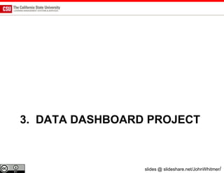 3. DATA DASHBOARD PROJECT



                 slides @ slideshare.net/JohnWhitmer/
 
