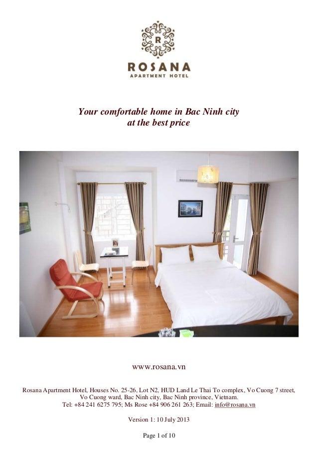 Rosana apartment hotel Bac Ninh brochure