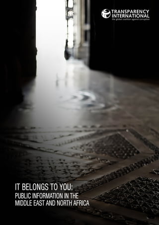 IT BELONGS TO YOU: 
PUBLIC INFORMATION IN THE 
MIDDLE EAST AND NORTH AFRICA 
 
