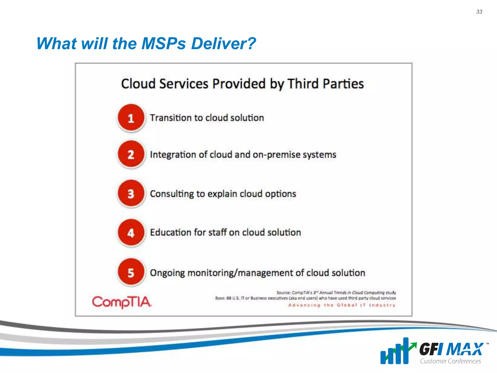 33




What will the MSPs Deliver?
 