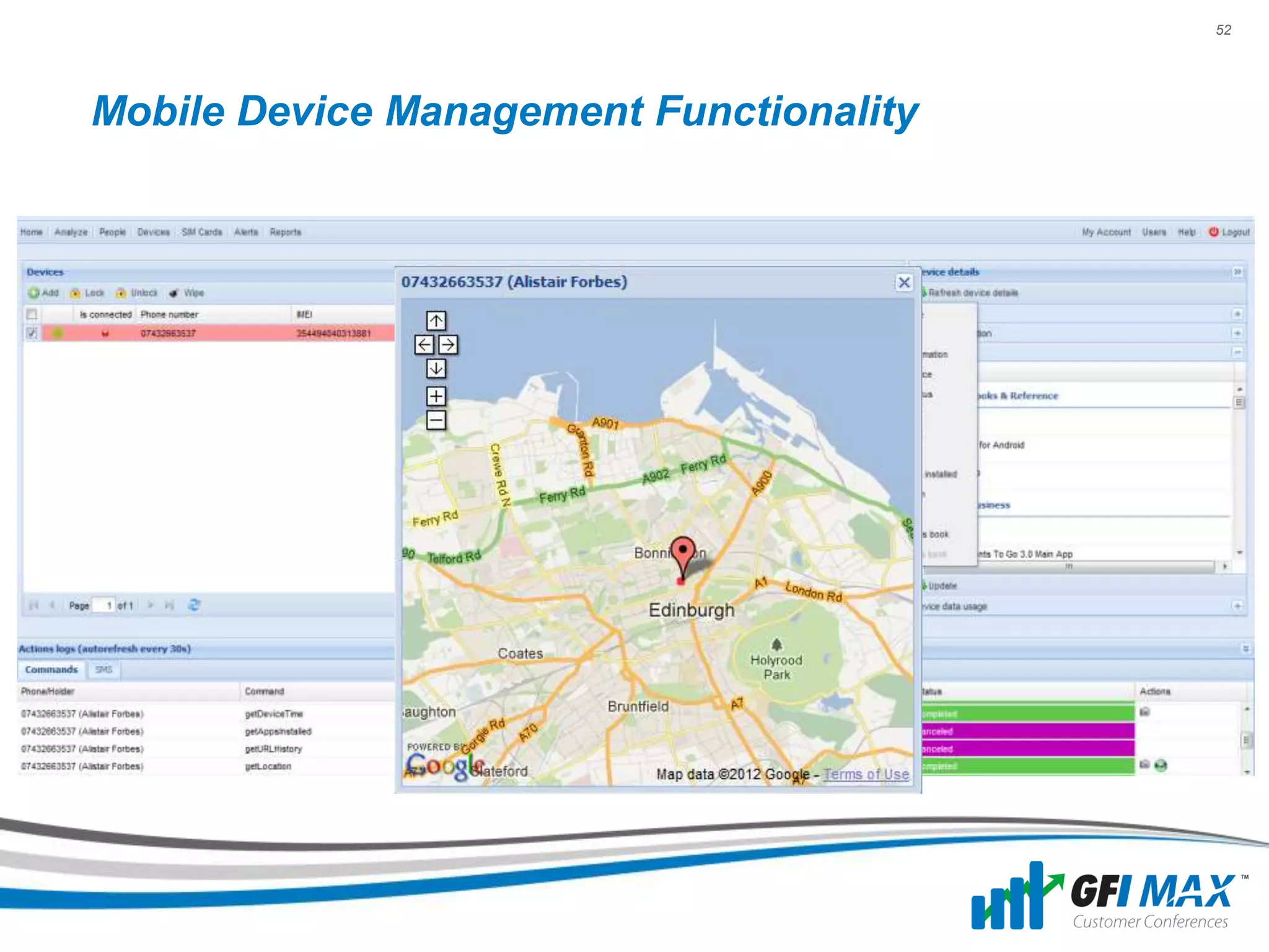 52




Mobile Device Management Functionality
 