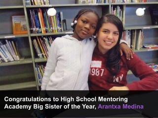 Congratulations to High School Mentoring
Academy Big Sister of the Year, Arantxa Medina
 
