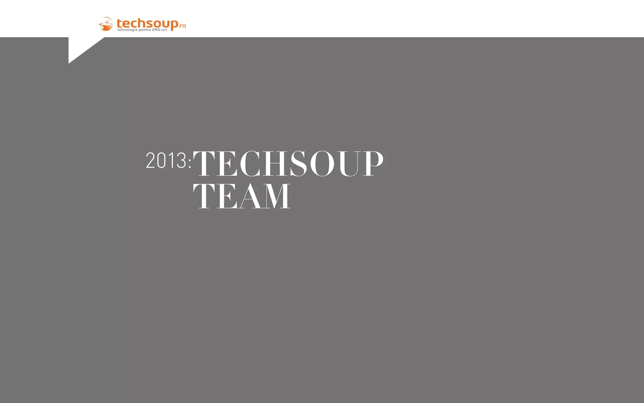 2013:

TECHSOUP
TEAM

2013: OUR EVENTS

14

 