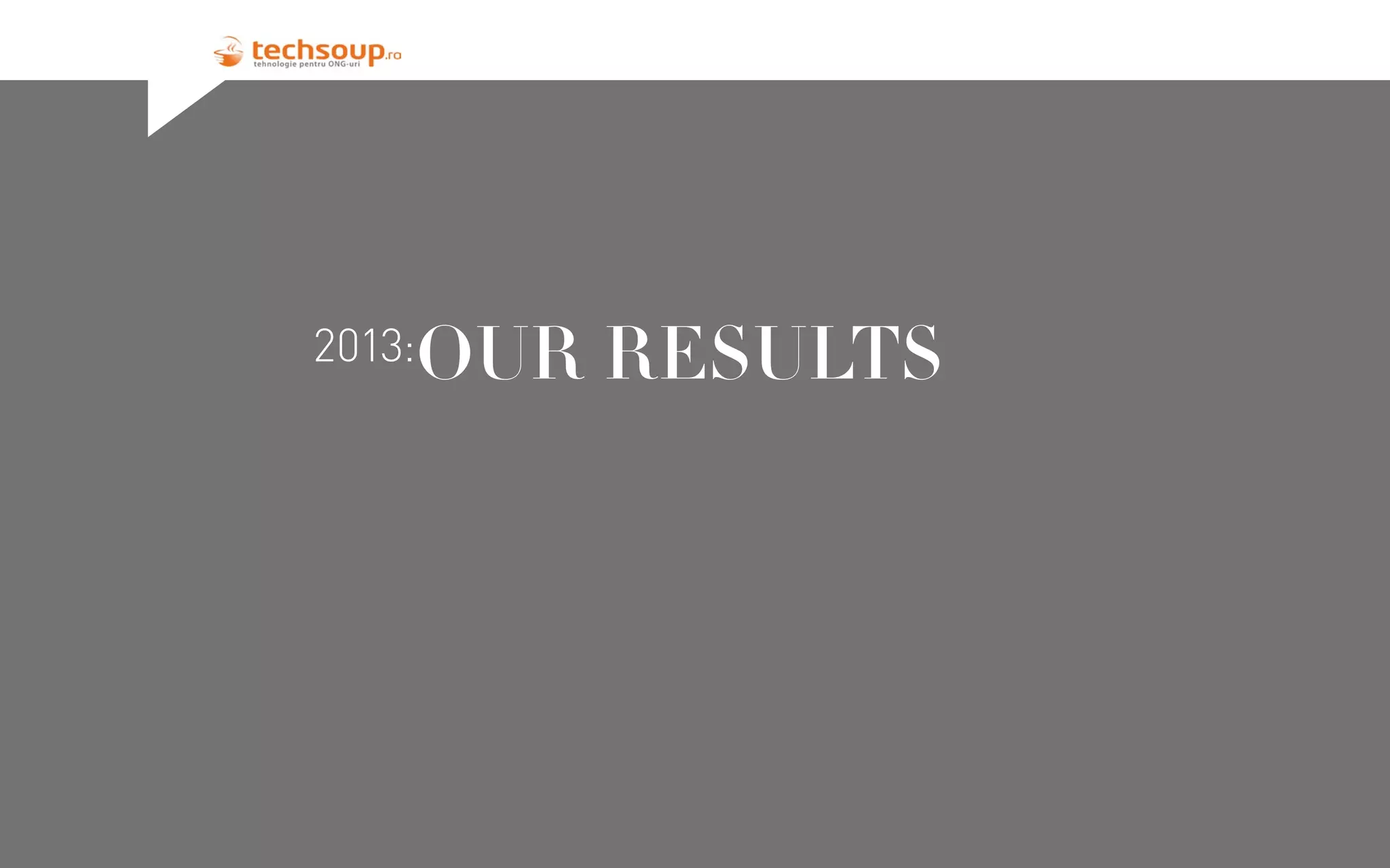 2013:

OUR RESULTS

2013: OUR EVENTS

3

 