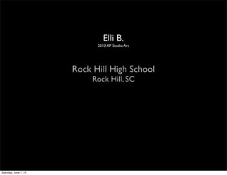 Elli B.
2013 AP Studio Art
Rock Hill High School
Rock Hill, SC
Saturday, June 1, 13
 