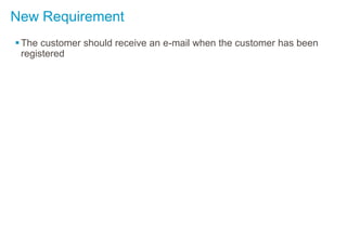 New Requirement
The customer should receive an e-mail when the customer has been
registered
 