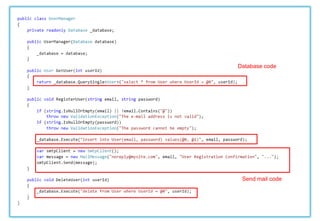 Database code
Send mail code
 