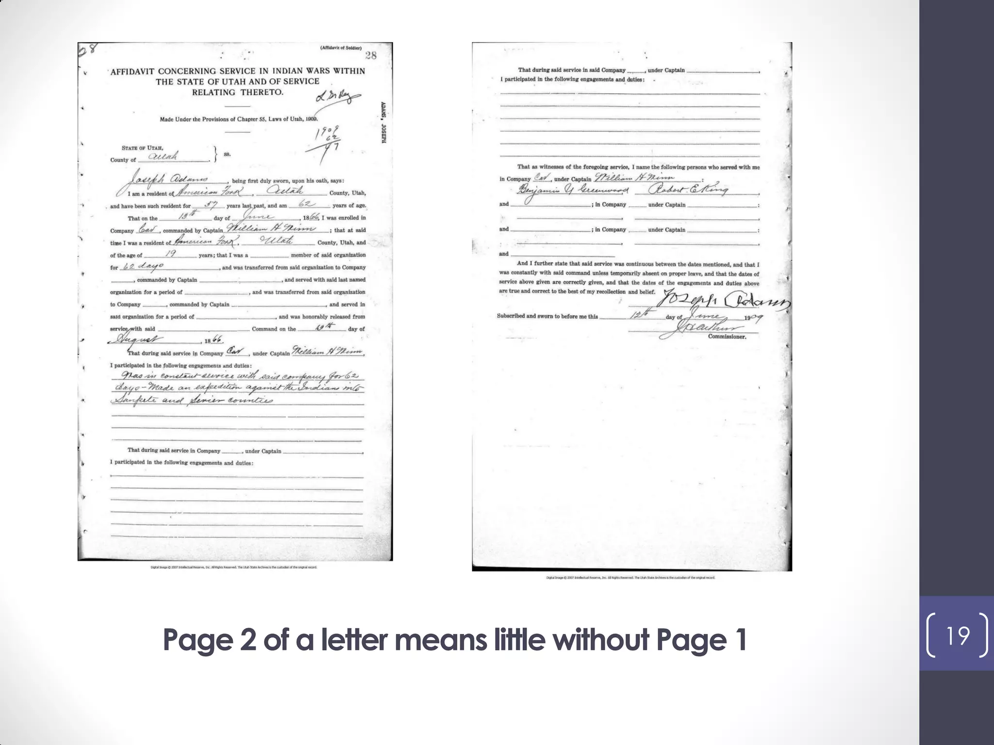 Page 2 of a letter means little without Page 1 19
 