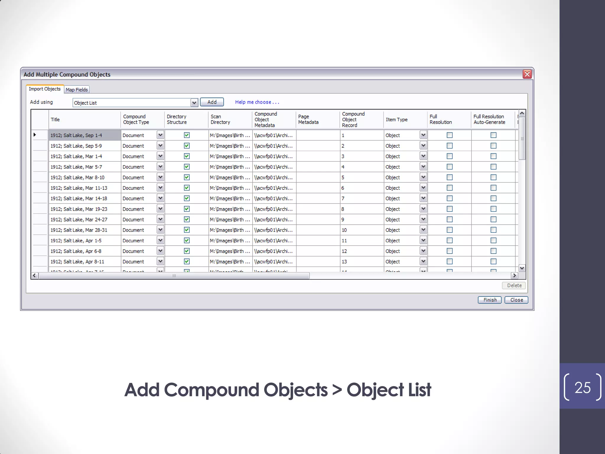 Add Compound Objects > Object List 25
 