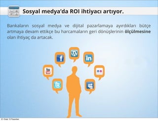 Sosyal medya’da ROI ihtiyacı artıyor.

      Bankaların sosyal medya ve dijital pazarlamaya ayırdıkları bütçe
      artmaya devam ettikçe bu harcamaların geri dönüşlerinin ölçülmesine
      olan ihtiyaç da artacak.




21 Ocak 13 Pazartesi
 