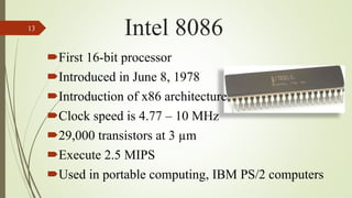 Evolution of Intel Processors | PPTX | Laptops | Computing