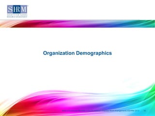Organization Demographics

State of Employee Benefits in the Workplace—Flexible Work Arrangements ©SHRM 2013

10

 