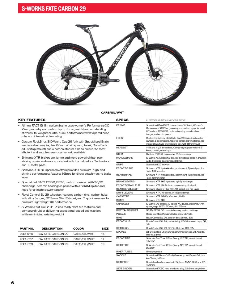 2013 specialized bikes catalogue specialized size chart