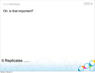 Oh, is that important?




 It Replicates …..
     96


Monday, 4 February 13
 