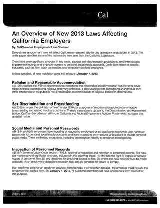 2013 California Employment Law Overview