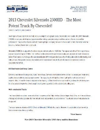 View Source

New 2013 Chevrolet Silverado | 2013 chevy malibu dimensions
 