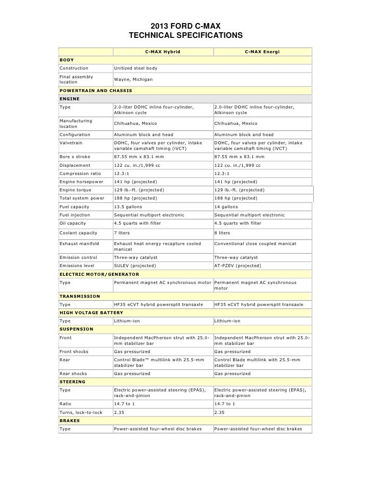 13 Ford C Max Specs 13 Ford C Max Specs
