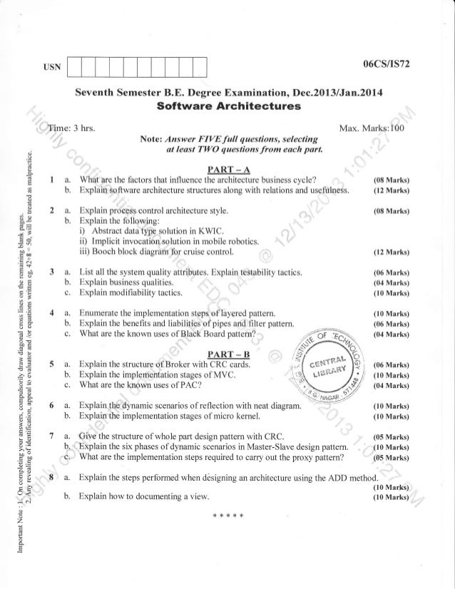 Architecture Design Question Paper 7th cs & is question papers december 2013-14 Architecture Design Question Paper 7th cs & is question papers december 2013-14