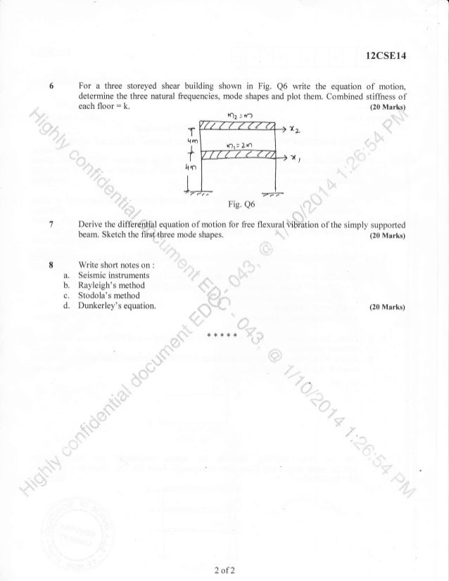1st Semester M Tech Structural Engineering Dec 13 Question Paper