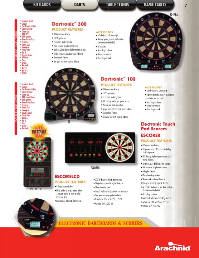 Arachnid English Mark Darts Series 6000 Manual