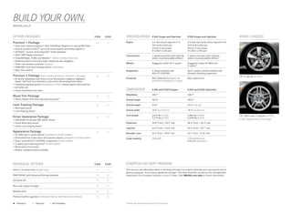 BUILD YOUR OWN.
MBUSA.com/E


OPTION PACKAGES                                                                   E 350   E 550   SPECIFICATIONS            E 350 Coupe and Cabriolet          E 550 Coupe and Cabriolet                    WHEEL CHOICES
Premium 1 Package                                                                                 Engine                    3.5‑ liter Direct Injection V‑6    4.6‑ liter twin-turbo Direct Injection V‑8
• Hard-drive-based navigation19 with 10GB Music Register for storing MP3 files                                              302 hp @ 6,500 rpm                 402 hp @ 5,000 rpm
• harman/kardon LOGIC7® surround-sound system with Dolby Digital 5.1                                                        273 lb ‑ ft net torque             443 lb ‑ ft net torque
                                                                                                                            @ 3,500–5,250 rpm                  @ 1,600–4,750 rpm
• HD Radio™ receiver and Gracenote® media database
• iPod®/MP3 Media Interface18                                                                     Transmission              7- speed automatic with steering   7- speed automatic with steering
•  iriusXM Radio, Traffic and Weather17 (with 6 months of service)
  S                                                                                                                         wheel -mounted paddle shifters     wheel -mounted paddle shifters
• Enhanced Voice Control for audio, telephone and navigation
• Power rear window sunshade (Coupes)                                                             Wheels                    Staggered - width 18 5- spoke5    Staggered - width 18 AMG twin
                                                                                                                                                               5- spoke5
• AIRSCARF neck- level heating system (Cabriolets)
• Rear view camera9                                                                               Suspension                4 ‑ wheel multilink with           Sport-tuned 4 ‑ wheel multilink with
                                                                                                                            AGILITY CONTROL                    Dynamic Handling suspension
Premium 2 Package (also includes all items in Premium 1 Package)                                                                                                                                            18 5-spoke (E 350)
•  i-Xenon headlamps with Active Curve Illumination, Adaptive Highbeam
  B                                                                                               Drivetrain                Rear-wheel drive (4matic all -     Rear - wheel drive
  Assist, LED front turn indicators, and corner-illuminating front lamps                                                    wheel drive optional on Coupe)
• Headlamp washing system (standard on E 550), heated washer fluid reservoir
• KEYLESS- GO
• Active Ventilated front seats                                                                   DIMENSIONS                E 350 and E 550 Coupes             E 350 and E 550 Cabriolets
                                                                                                  Wheelbase                108.7                              108.7
Wood Trim Package
• Wood/leather shift knob and steering wheel20                                                    Overall length           185.0                              185.0

Lane Tracking Package                                                                             Overall height            54.8                              55.0 (top up)
• Blind Spot Assist 8
• Lane Keeping Assist 7                                                                           Overall width             79.3 (w/mirrors)                  79.3 (w/mirrors)

                                                                                                  Curb weight               3,619 lbs (E 350)                  3,883 lbs (E 350)                            18 AMG twin 5-spoke (E 550,
Driver Assistance Package                                                                                                   3,773 lbs (E 550)                  4,048 lbs (E 550)
• DISTRONIC PLUS with PRE-SAFE ® Brake 12                                                                                                                                                                   E 350 Appearance Package)
• Active Blind Spot Assist8                                                                       Headroom                  36.8 front / 35.5 rear           38.3 front / 36.2 rear
• Active Lane Keeping Assist 7
                                                                                                  Legroom                   42.0 front / 32.6 rear           42.0 front / 30.1 rear
Appearance Package                                                                                Shoulder room             54.1 front / 48.9 rear           54.1 front / 47.8 rear
• 18 AMG twin 5- spoke wheels5 (standard on E 550 models)
• Perforated front brake discs with painted calipers (standard on E 550 models)                   Cargo capacity           13.3 cu ft                          11.5 cu ft (top up)
• Sport-tuned AGILITY CONTROL suspension (E 350 models)                                                                                                        8.8 cu ft (top down)
• 3- spoke sport steering wheel20 (E 550 models)
• Multicontour front seats
• Rubber-studded aluminum pedals




INDIVIDUAL OPTIONS                                                                E 350   E 550   EUROPEAN DELIVERY PROGRAM
4matic all-wheel drive (Coupe only)
       ™                                                                                   —      Pick up your new Mercedes-Benz in Germany through the original manufacturer-sponsored tourist
                                                                                                  delivery program. You’ll enjoy significant savings23 and other benefits, as well as the unforgettable
PARKTRONIC with Advanced Parking Guidance                                                         experience of a European vacation in your E‑Class. Visit MBUSA.com/edp for more information.

KEYLESS‑GO

Rear side -impact air bags13

Metallic paint

Premium leather upgrade (in Almond/Mocha, Ash/Dark Grey or Black)

	 Standard	          	 Optional	     —	 Not Available                                            Please see endnotes at back of brochure.
 