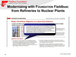 32
© 2013 Fieldbus Foundation
Modernizing with FOUNDATION Fieldbus:
from Refineries to Nuclear Plants
 