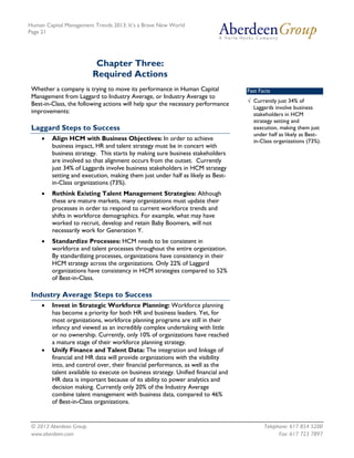 Human Capital Management Trends 2013: It’s a Brave New World
Page 21
© 2013 Aberdeen Group. Telephone: 617 854 5200
www.ab...