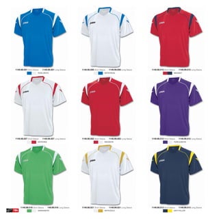 1149.98.001 Short Sleeve   1149.99.001 Long Sleeve          1149.98.006 Short Sleeve   1149.99.006 Long Sleeve   1149.98.015 Short Sleeve   1149.99.015 Long Sleeve
                        ROYAL/WHITE                                                 WHITE/ROYAL                                         RED/NAVY




 1149.98.007 Short Sleeve   1149.99.007 Long Sleeve          1149.98.002 Short Sleeve   1149.99.002 Long Sleeve   1149.98.012 Short Sleeve   1149.99.012 Long Sleeve
                        WHITE/RED                                                   RED/WHITE                                           PURPLE/WHITE




      1149.98.016 Short Sleeve      149.99.016 Long Sleeve   1149.98.021 Short Sleeve   1149.99.021 Long Sleeve   1149.98.013 Short Sleeve   1149.99.013 Long Sleeve
184                     GREEN/WHITE                                                 WHITE/GOLD                                          NAVY/YELLOW
 